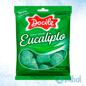BALA DE GOMA DOCILE MINI SINO EUCALIPTO 18G C/24