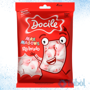 MARSHMALLOW DOCILE RECHEADO TWIST ROSA/BRANCO C/ 220G