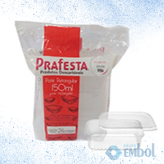 KIT POTE PP PRAFESTA C/ TAMPA RETANGULAR 150ML C/20