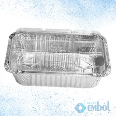 BANDEJA DE ALUMÍNIO COM TAMPA PET RETANGULAR 500ML WYDA C/50