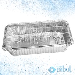 BANDEJA DE ALUMÍNIO COM TAMPA PET RETANGULAR 750ML WYDA C/50