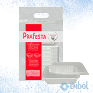 KIT POTE PP PRAFESTA C/ TAMPA RETANGULAR 350ML C/24