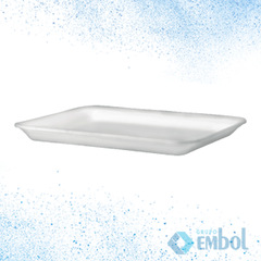 BANDEJA DE ISOPOR RASA CRL-002 21X14CM COPOBRAS BRANCA C/400
