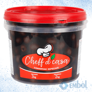 AZEITONA PRETA SEM CAROÇO EM CONSERVA CHEFF D CASA 2KG/3KG