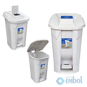 LIXEIRA PLASTICA ARQPLAST 120L RECICLÁVEIS COM BRANCA PEDAL UND