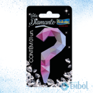 VELA DIAMANTE FESTCOLOR ROSA/PRATA ( ? AO 9 ) UND